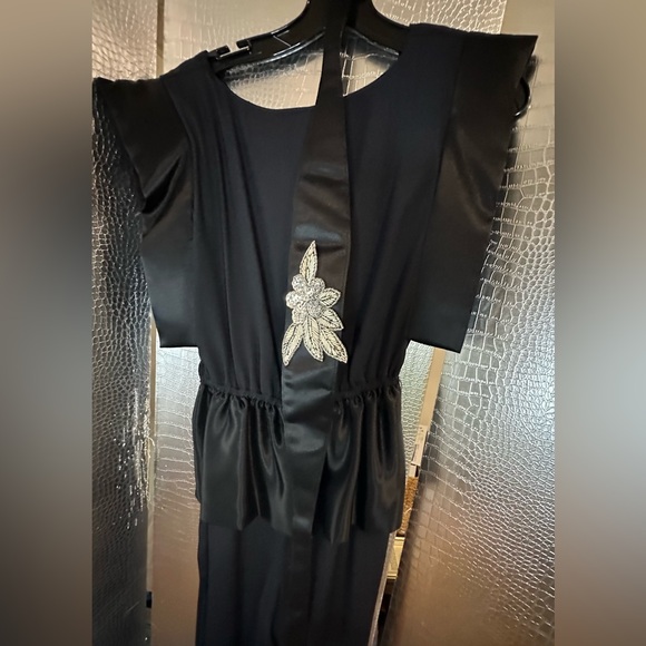 Act 1 Elegant Vintage Black Jumpsuit with Embellished Belt - Picture 13 of 16
